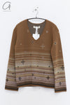 SWAYING 25 Early Spring V-neck snowflake jacquard pullover/straight pants SW-SW25PS1T13-LV Green top SW25PS1T13 SW25PS3B11